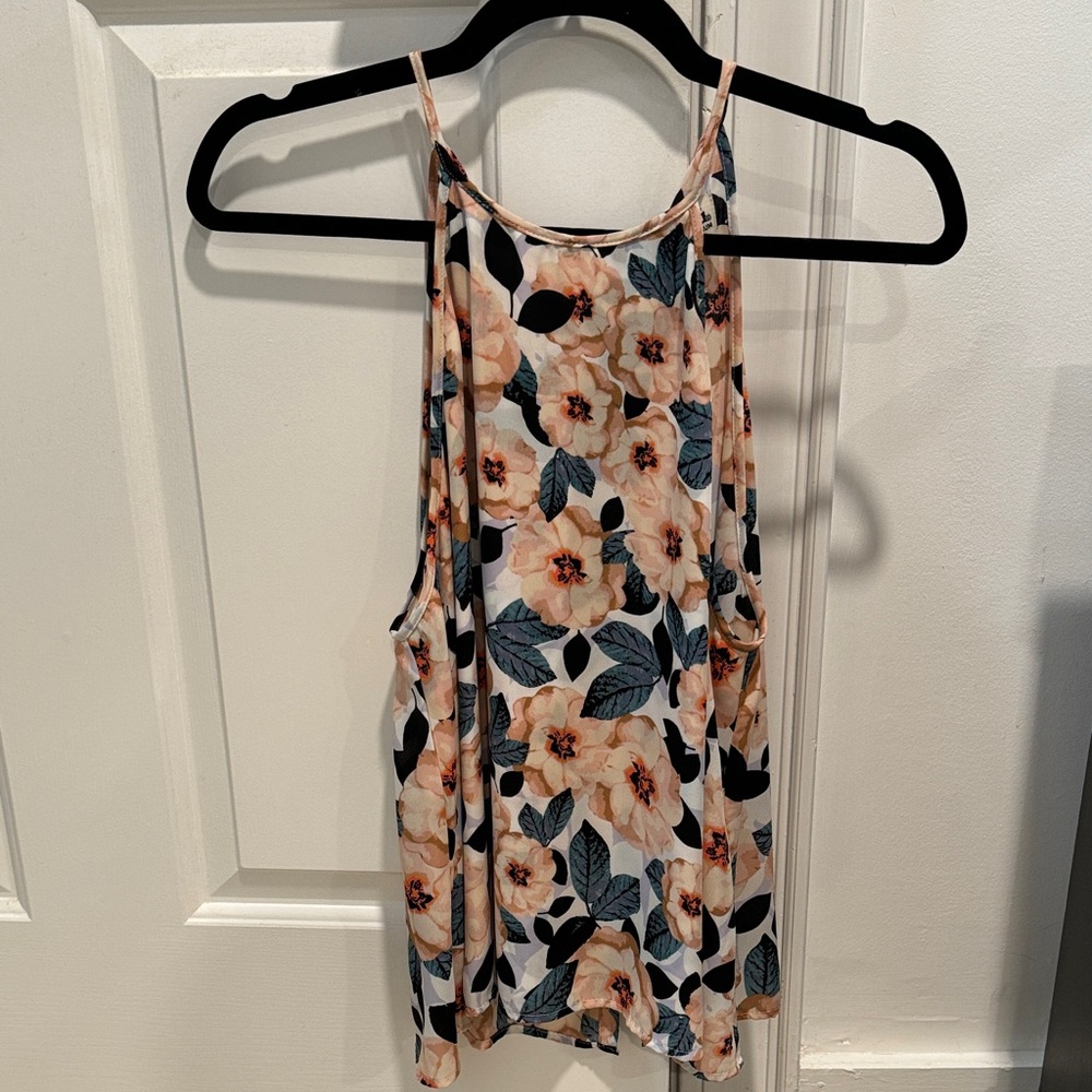 Show Me Your MuMu Floral Tank Top in Cream and Blue